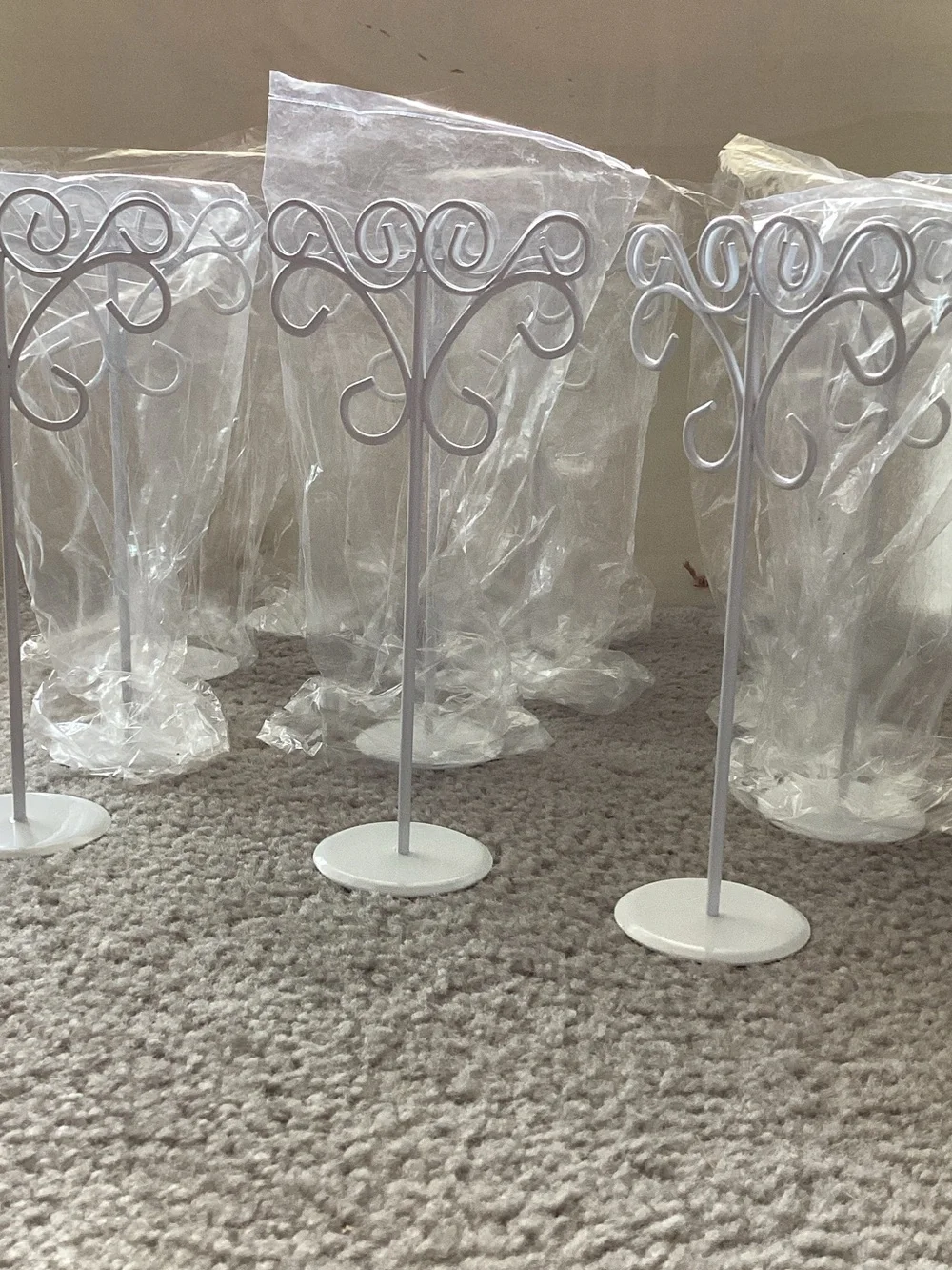 Ornamental White Wire TABLE Card Stands - 12 Stands included